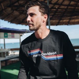 Harley Davidson long sleeve stripes w/sleeve print